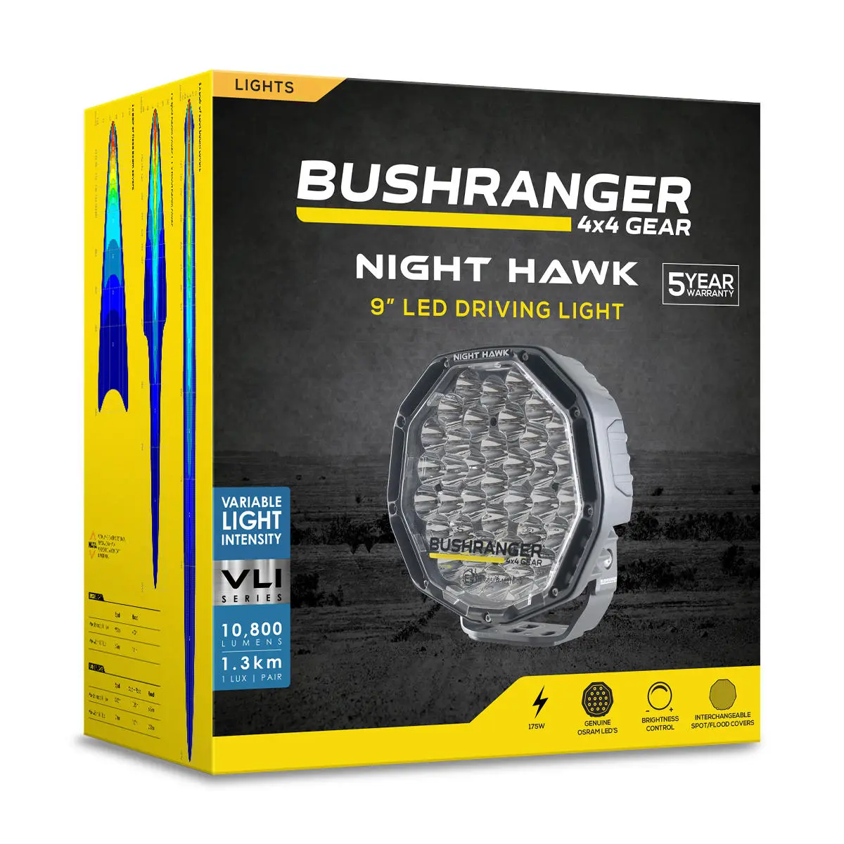 Фара Bushranger Night Hawk 9 дюймов 175 Вт двойного назначения